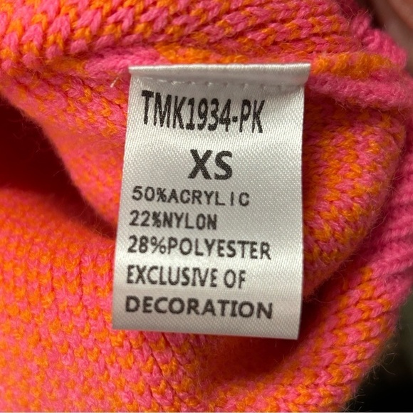 NWT THML Short Sleeve Heart Sweater Top Womens XS Pink Orange Valenti… - Picture 3 of 8